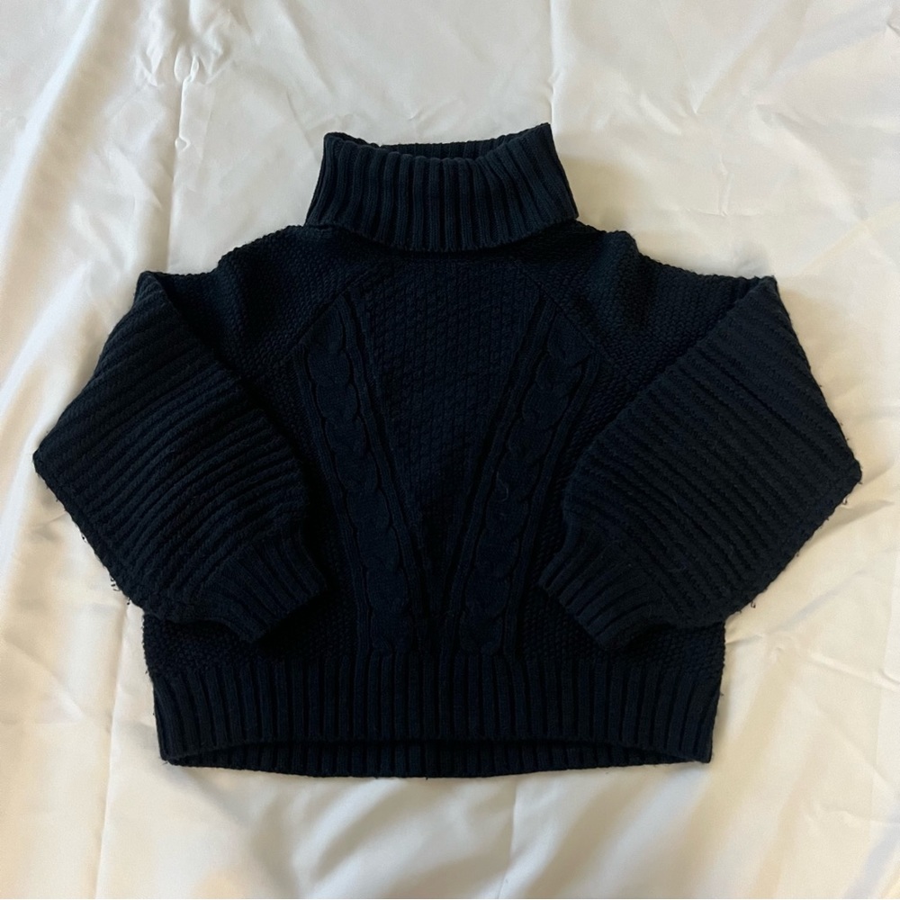 navy cable knit turtleneck sweater
